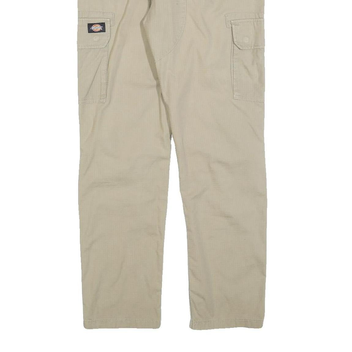 DICKIES Womens Cotton Blend Beige Slim Tapered Trousers W29 L29 Cargo Pockets