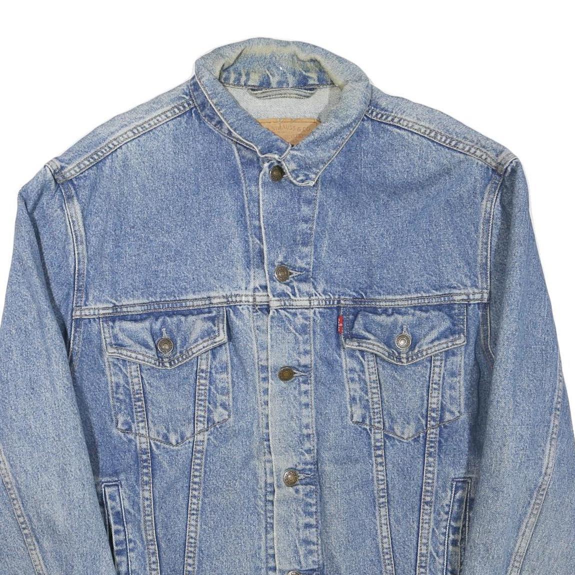 LEVI'S Mens Blue Denim Jacket L Cotton Blend Button Closure Classic Fit Vintage
