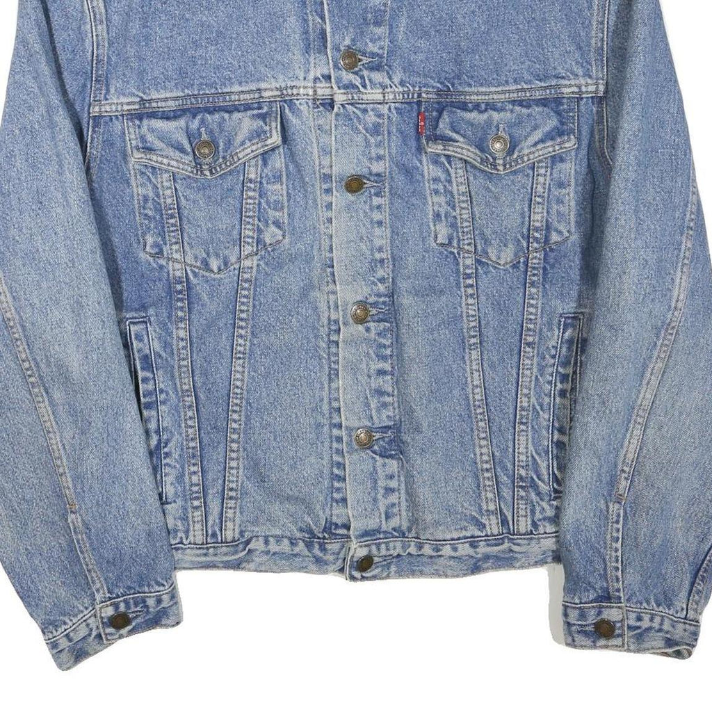 LEVI'S Mens Blue Denim Jacket L Cotton Blend Button Closure Classic Fit Vintage