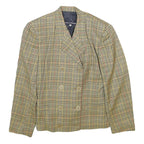 URSULA CONZEN Womens Blue & Yellow Wool Checked Double Breasted Jacket UK 12