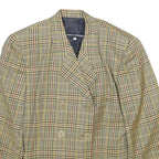 URSULA CONZEN Womens Blue & Yellow Wool Checked Double Breasted Jacket UK 12