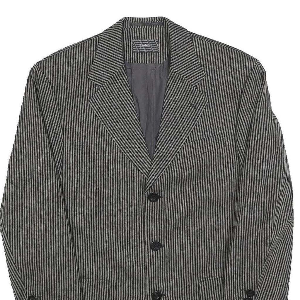 GARDEUR Mens Black & Grey Wool Blend Button Jacket M Woven Classic Tailored