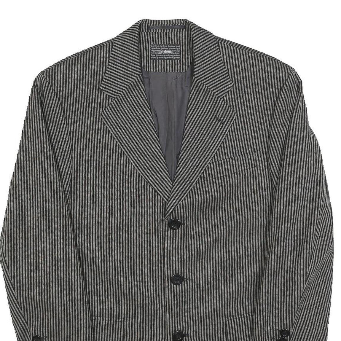 GARDEUR Mens Black & Grey Wool Blend Button Jacket M Woven Classic Tailored