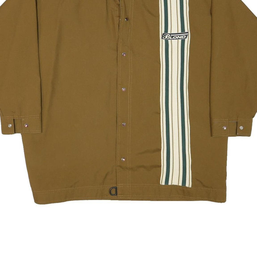 BLOND Mens Brown & Cream Button Jacket M Polyester Blend Stripe Casual Overshirt