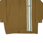 BLOND Mens Brown & Cream Button Jacket M Polyester Blend Stripe Casual Overshirt