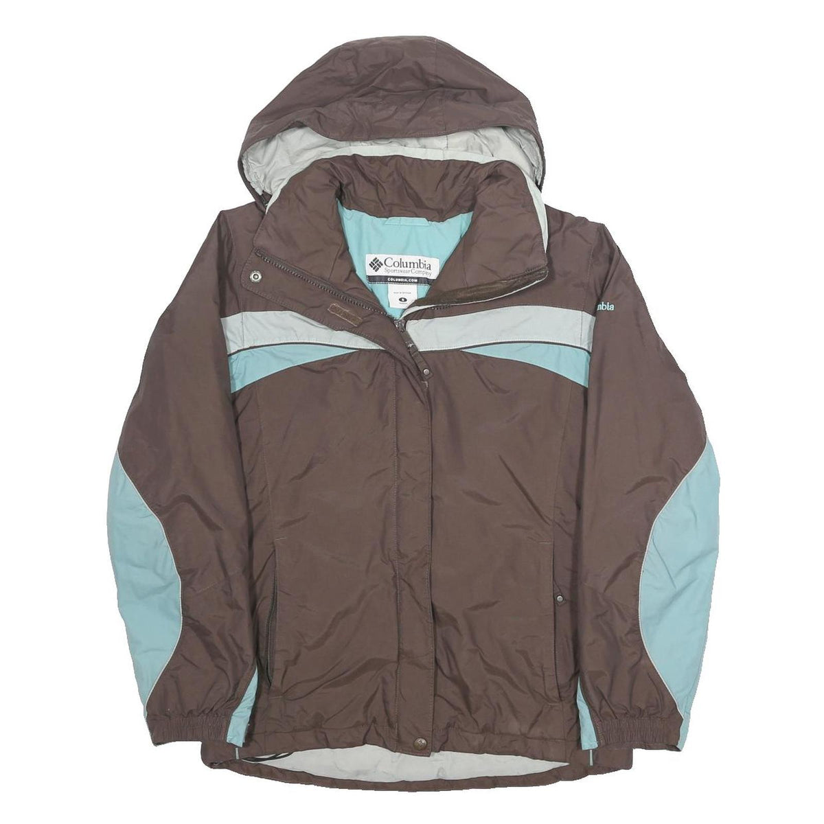 COLUMBIA Womens Brown & Blue Zip Jacket S Nylon Sport Outdoor Lightweight
