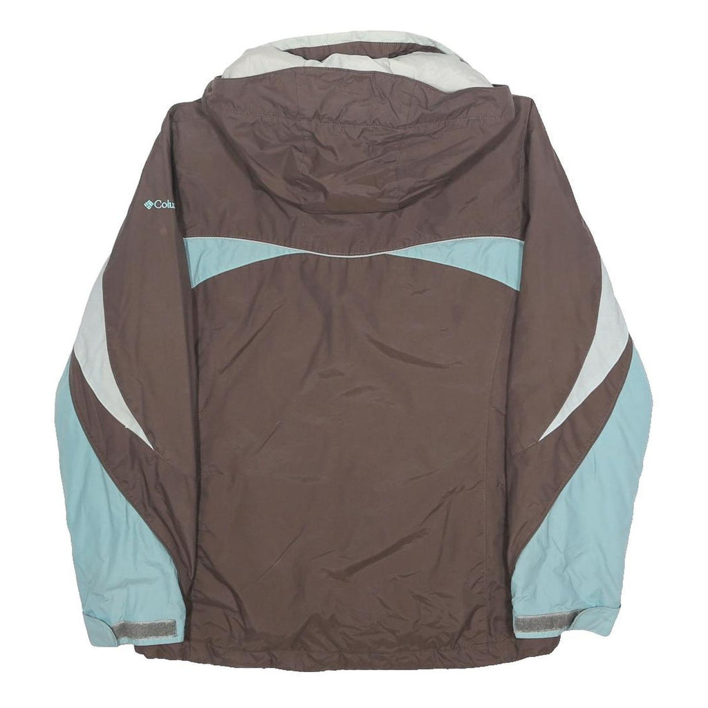 COLUMBIA Womens Brown & Blue Zip Jacket S Nylon Sport Outdoor Lightweight