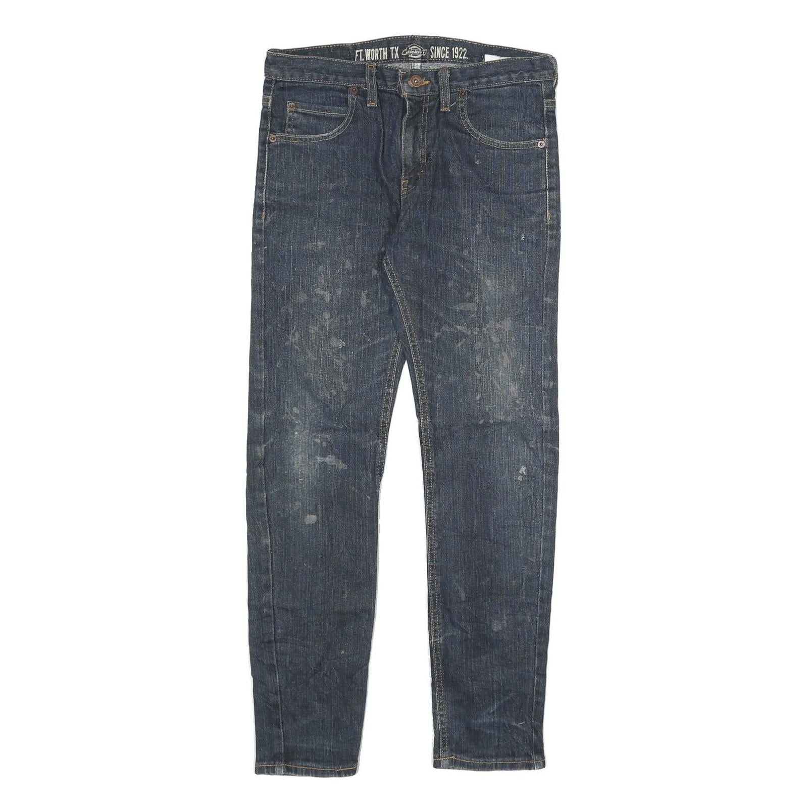 DICKIES Mens Slim Blue Denim Regular Fit Slim Leg Jeans W30 L30 Zip Fastening