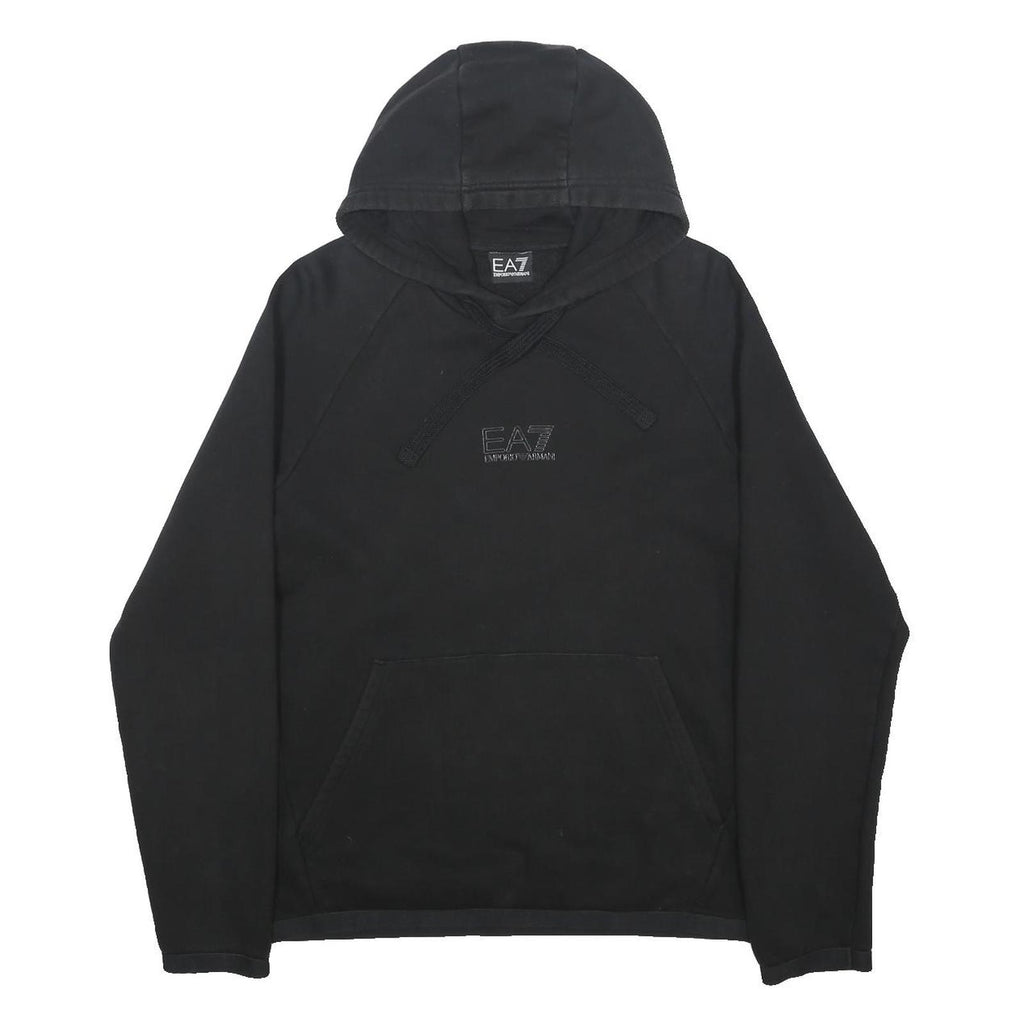 EA7 EMPORIO ARMANI Mens Black Hoodie M Cotton Blend Pull Over Stylish