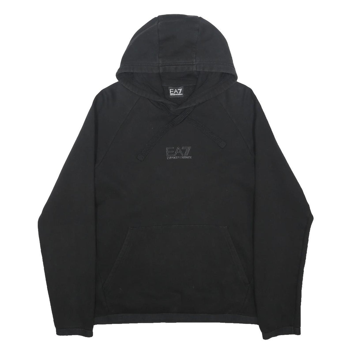 EA7 EMPORIO ARMANI Mens Black Hoodie M Cotton Blend Pull Over Stylish