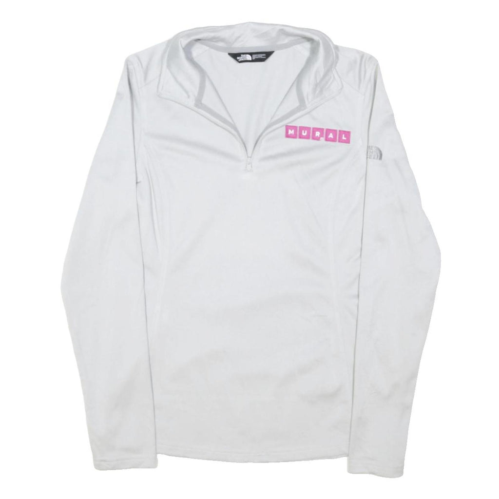 THE NORTH FACE Womens White Zip Jacket S Polyester Blend Plain Outdoor