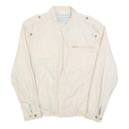 Mens White Cotton Blend Casual Zip Jacket M Plain Lightweight Comfort