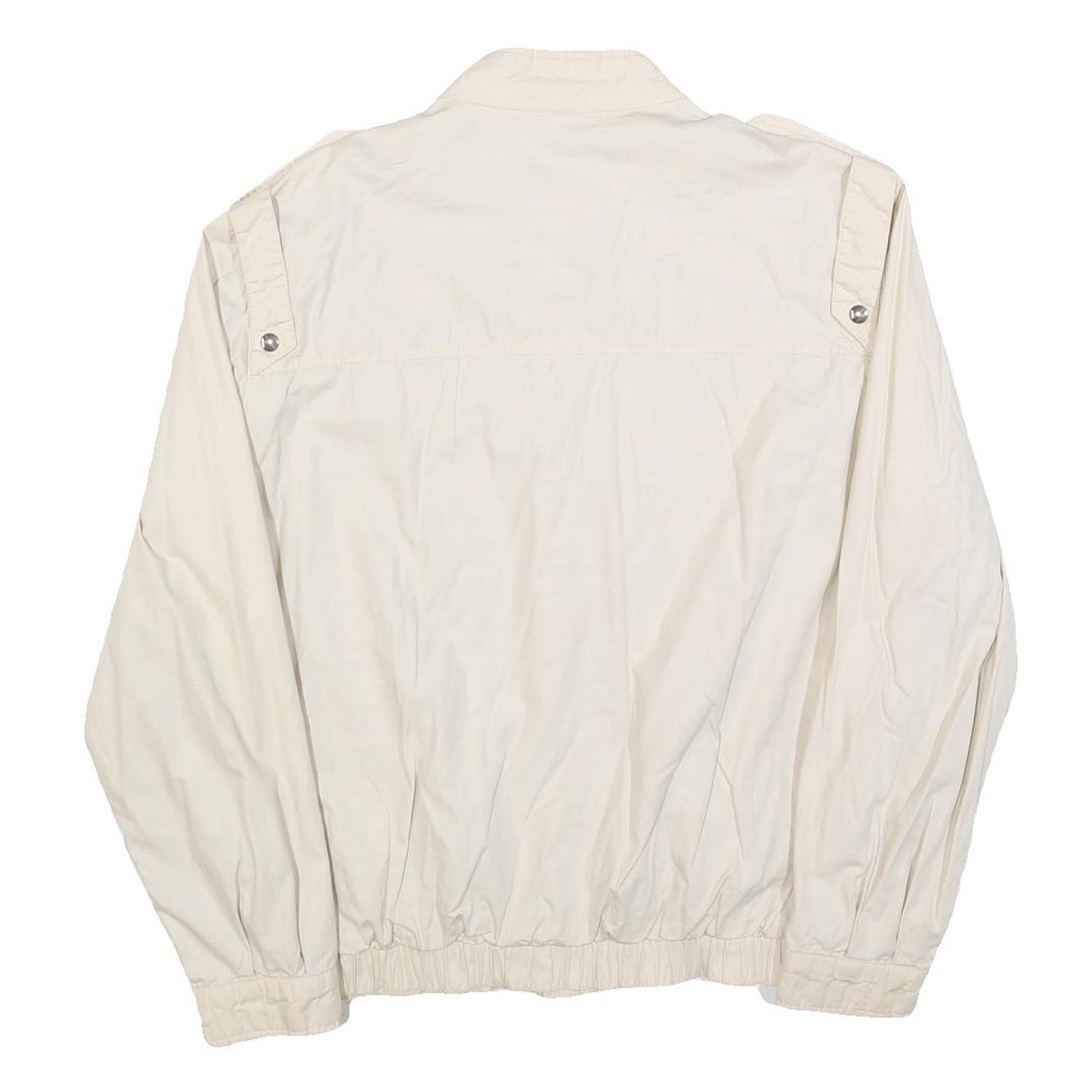 Mens White Cotton Blend Casual Zip Jacket M Plain Lightweight Comfort