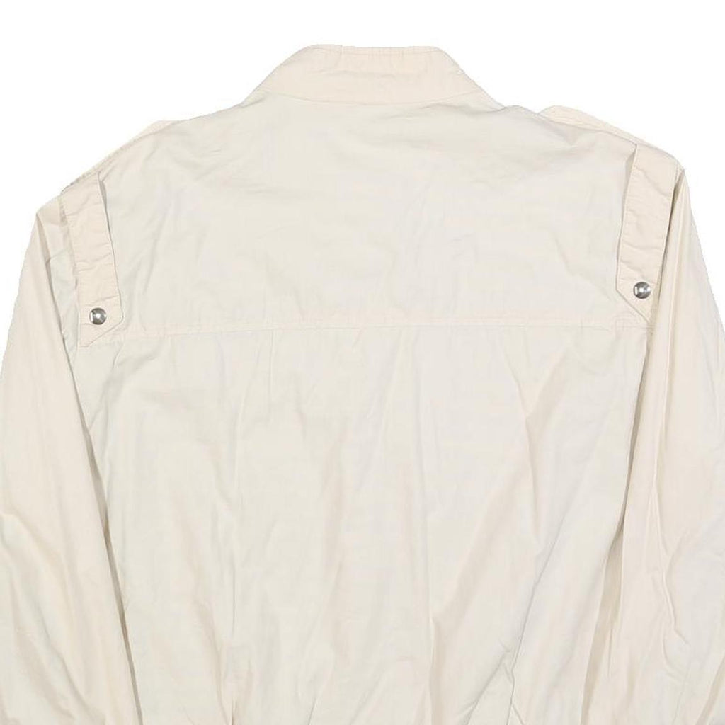 Mens White Cotton Blend Casual Zip Jacket M Plain Lightweight Comfort