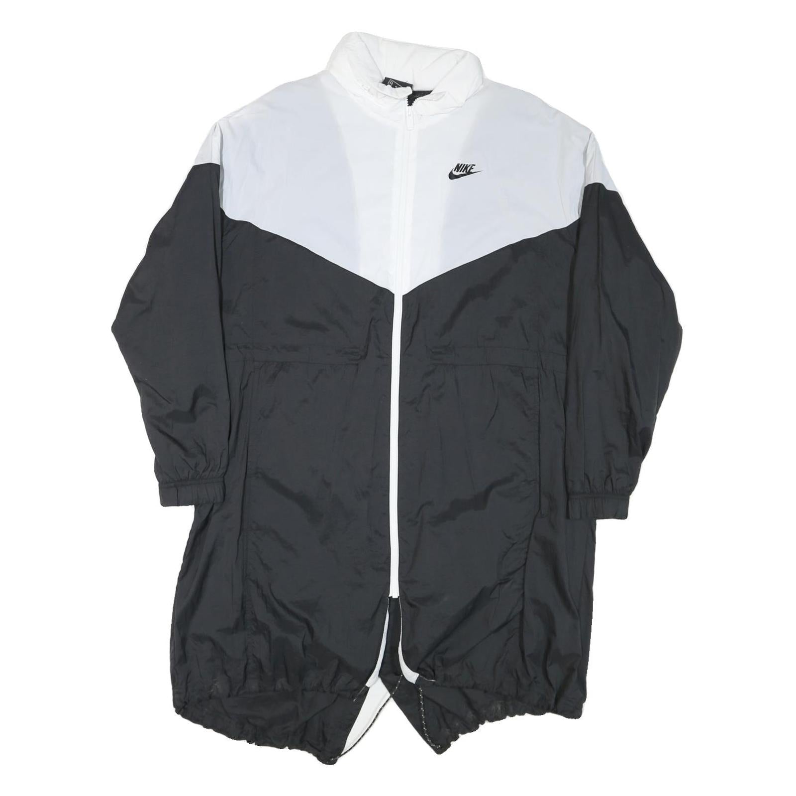 NIKE Womens Black & White Outdoor Jacket M Nylon Colourblock Zip Hooded