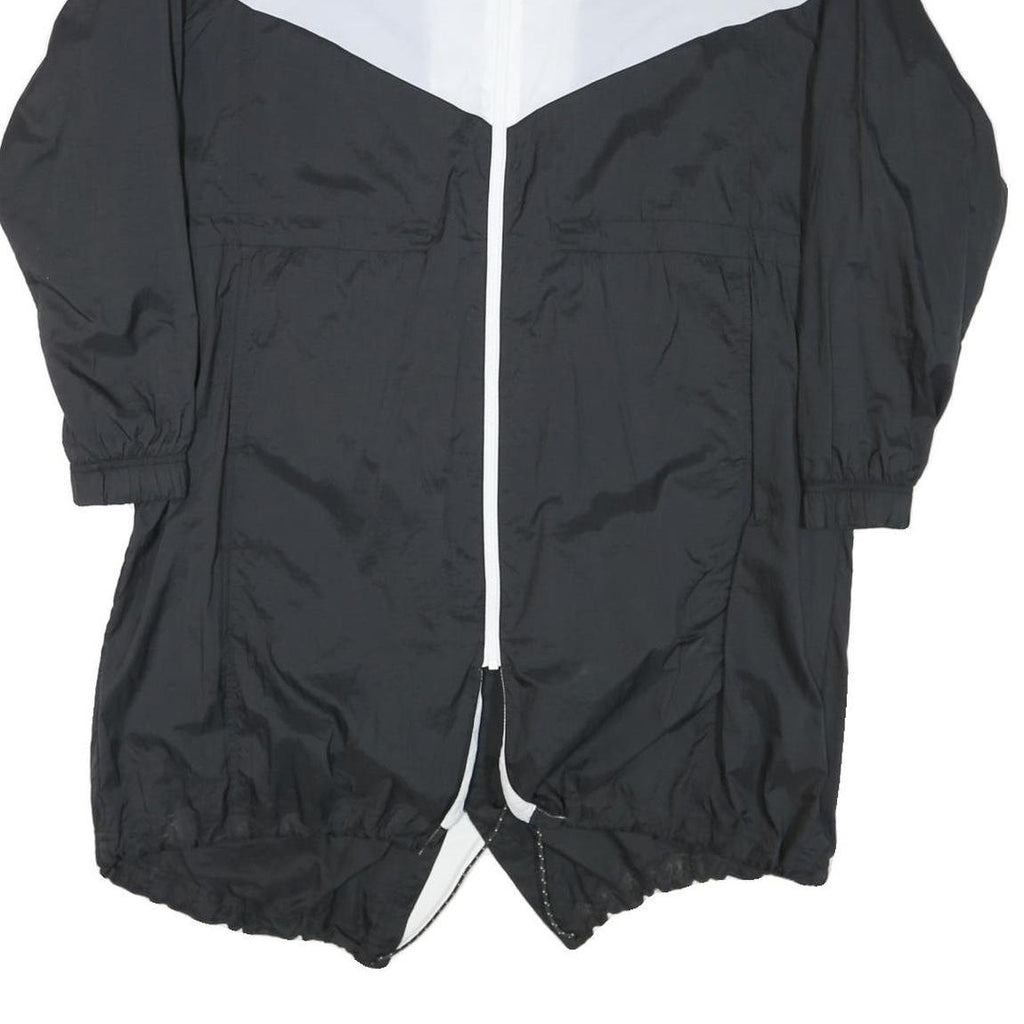 NIKE Womens Black & White Outdoor Jacket M Nylon Colourblock Zip Hooded