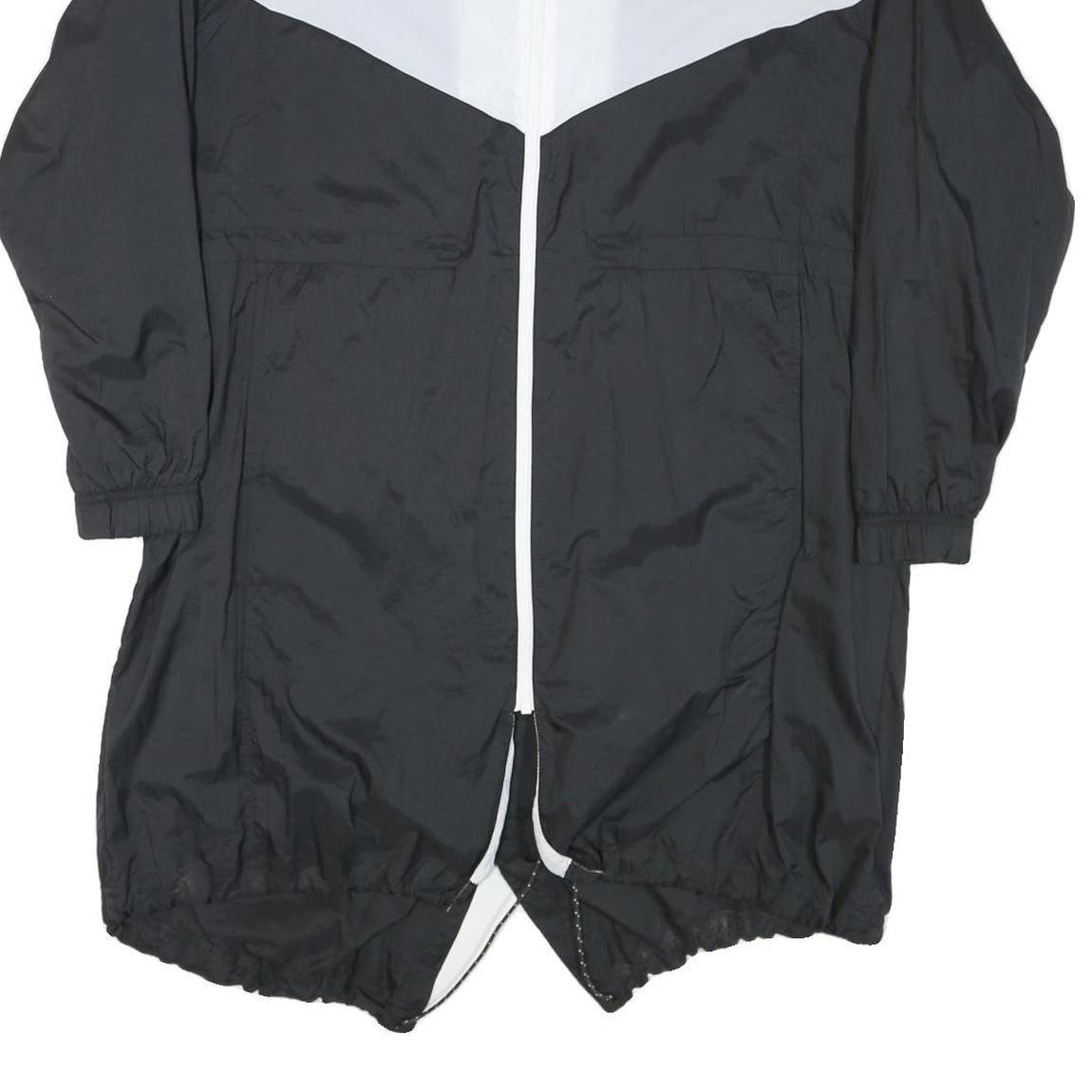 NIKE Womens Black & White Outdoor Jacket M Nylon Colourblock Zip Hooded