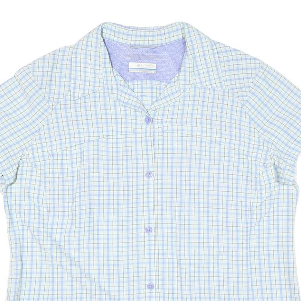 COLUMBIA Womens Blue & Beige Checked Short Sleeve Shirt XL Lightweight Comfort