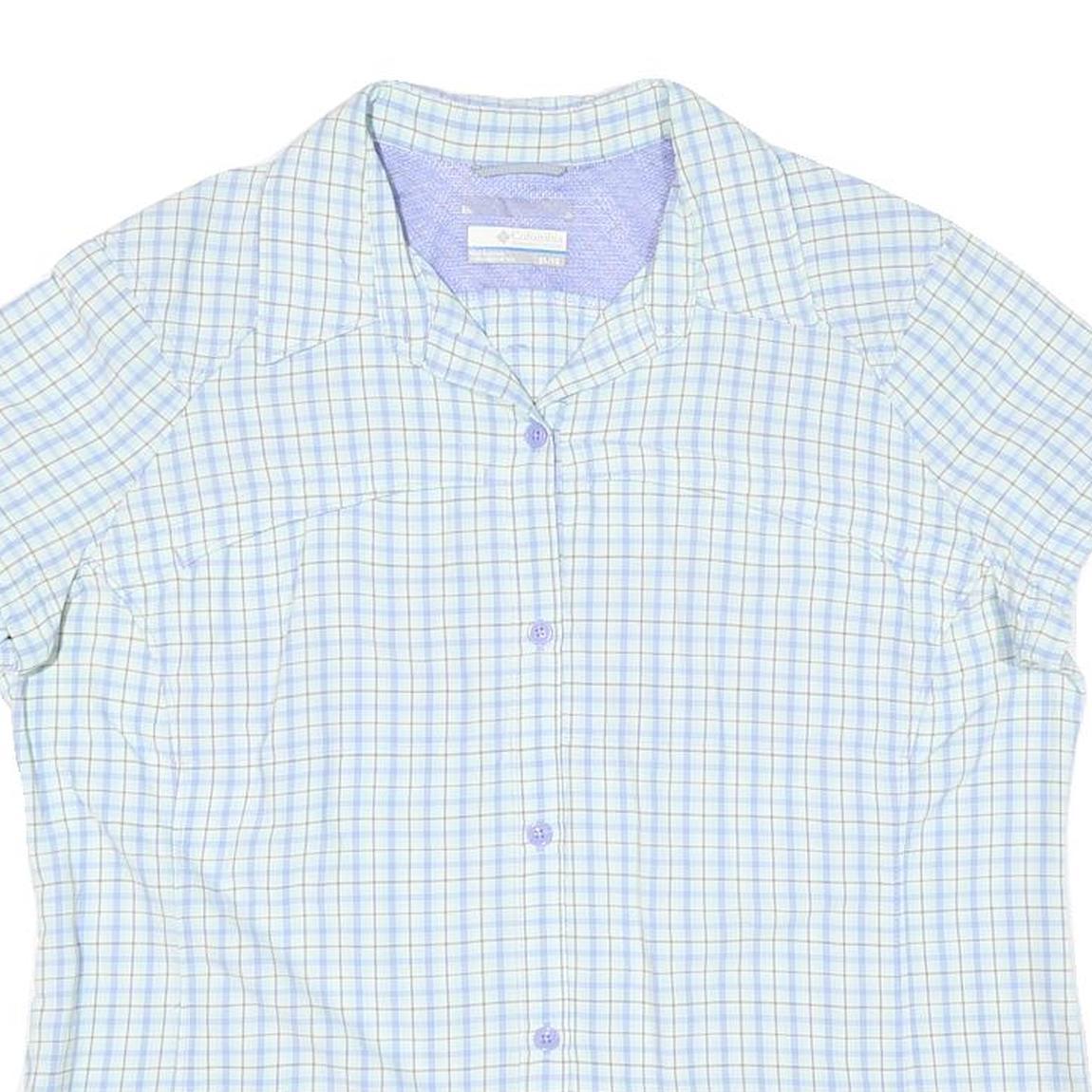 COLUMBIA Womens Blue & Beige Checked Short Sleeve Shirt XL Lightweight Comfort