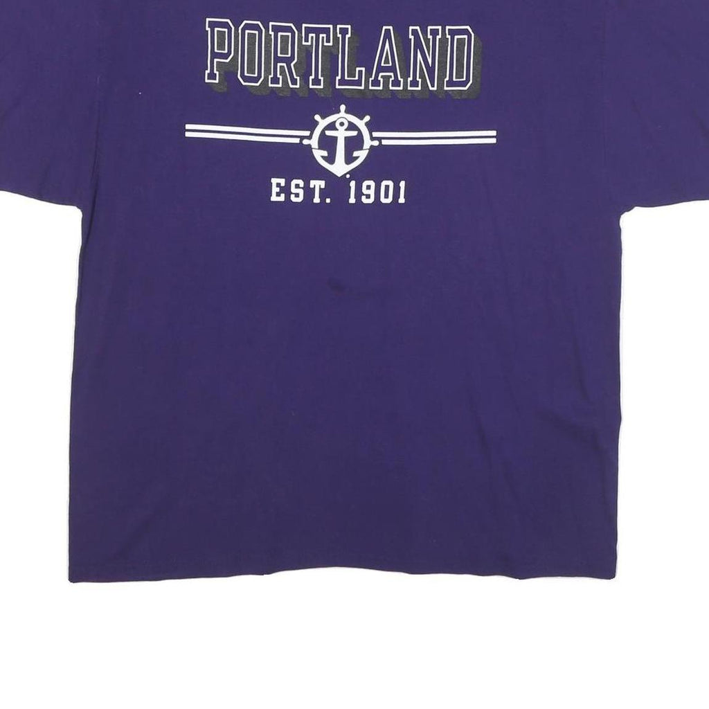 CHAMPION Mens Blue Portland Graphic T-Shirt XL Short Sleeve Crew Neck Cotton