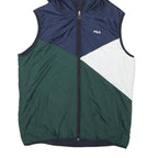 FILA Mens Blue Green & White Hooded Jacket XS Polyester Blend Colourblock Zip