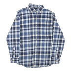 RIDGECUT Mens Blue & White Check Shirt S Cotton Blend Long Sleeve Button Collar