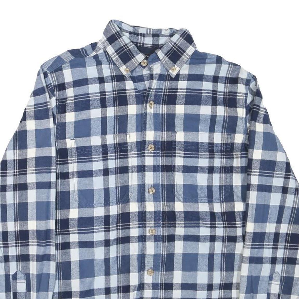 RIDGECUT Mens Blue & White Check Shirt S Cotton Blend Long Sleeve Button Collar