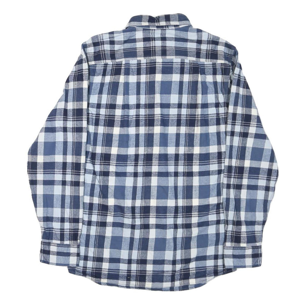 RIDGECUT Mens Blue & White Check Shirt S Cotton Blend Long Sleeve Button Collar