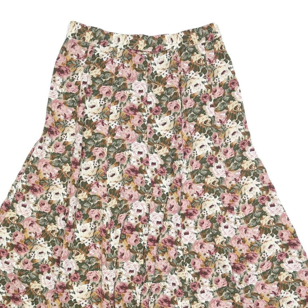 EXPRESS Womens Floral Cotton Blend Flare Midi Skirt L Button Front