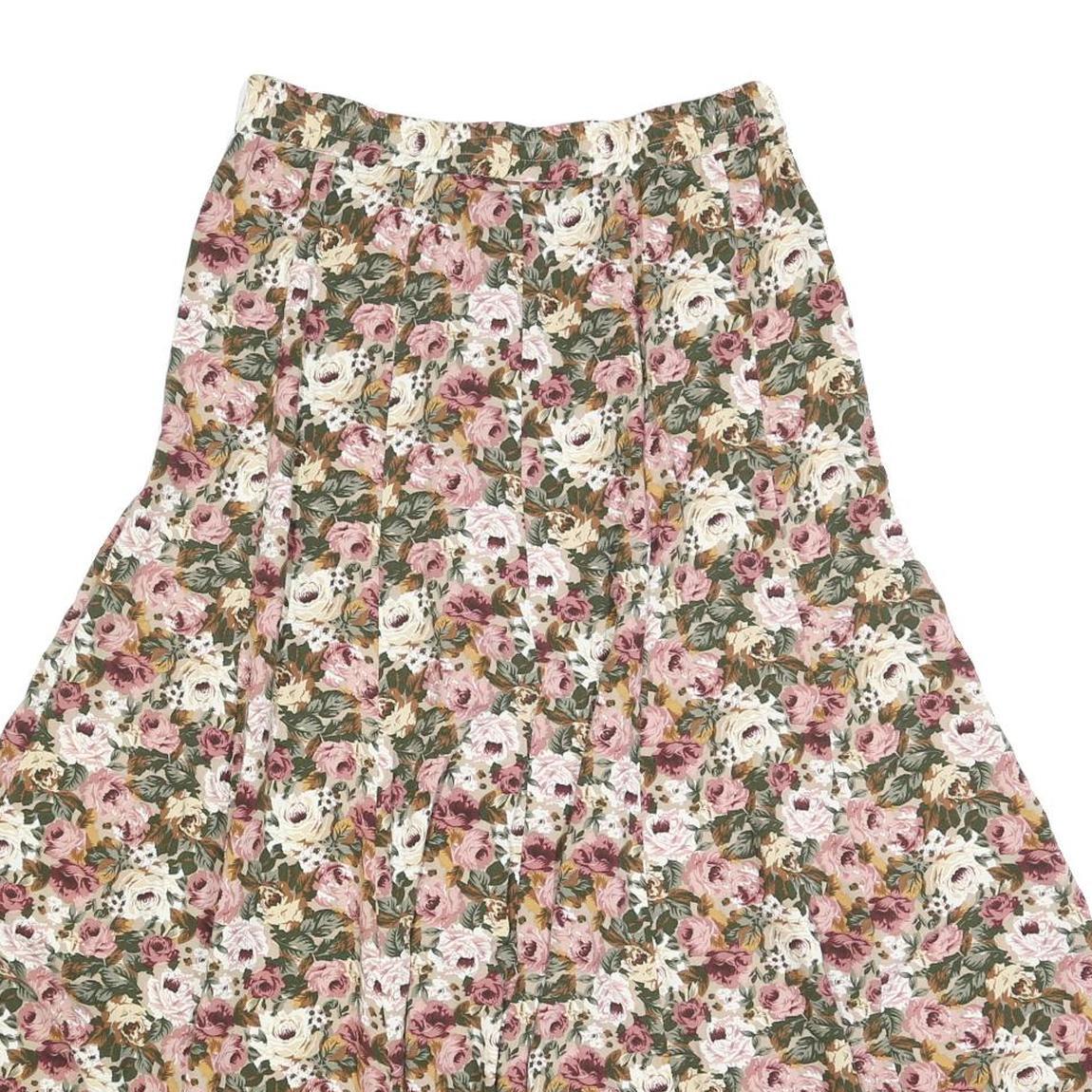 EXPRESS Womens Floral Cotton Blend Flare Midi Skirt L Button Front
