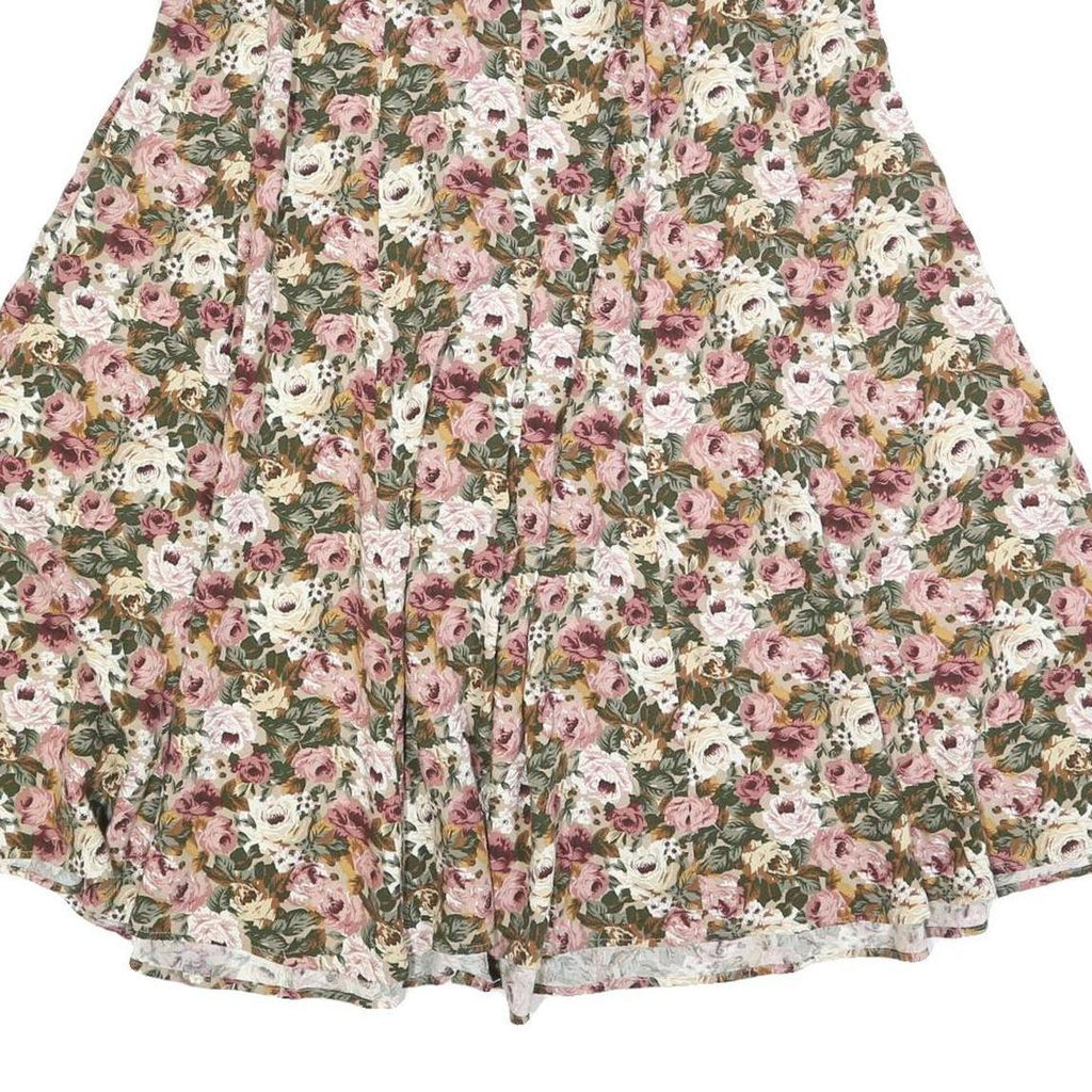 EXPRESS Womens Floral Cotton Blend Flare Midi Skirt L Button Front