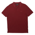 BOSS HUGO BOSS Mens Red Short Sleeve Plain M Polo Shirt Cotton Casual