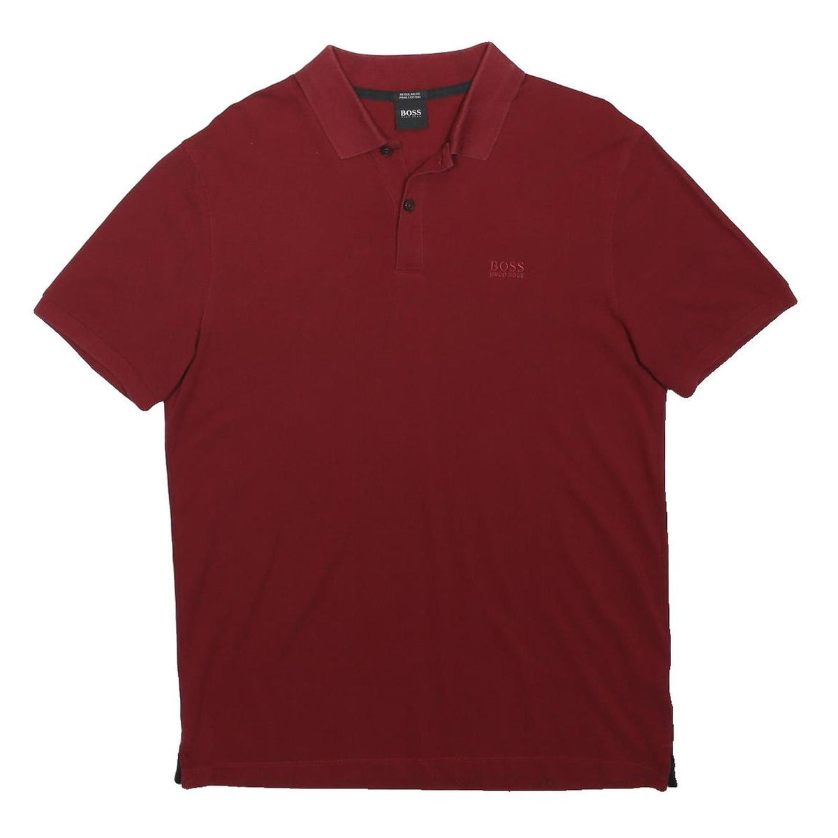 BOSS HUGO BOSS Mens Red Short Sleeve Plain M Polo Shirt Cotton Casual