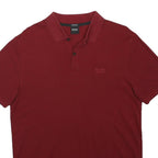 BOSS HUGO BOSS Mens Red Short Sleeve Plain M Polo Shirt Cotton Casual