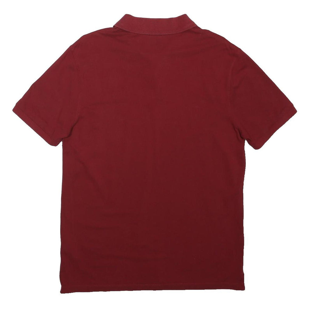 BOSS HUGO BOSS Mens Red Short Sleeve Plain M Polo Shirt Cotton Casual