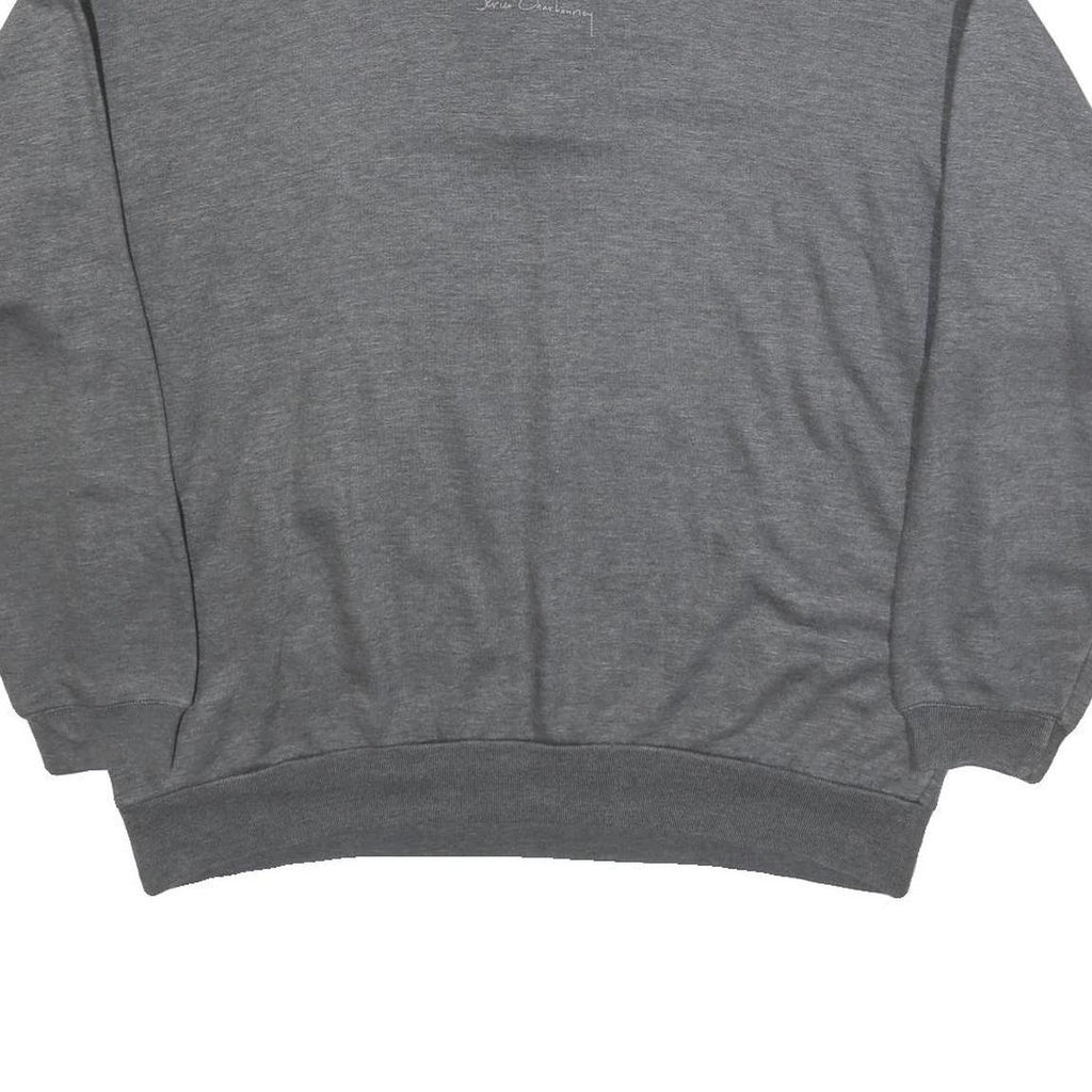 SWITCHER Mens Grey Cotton Blend Sweatshirt M Polo Collar Graphic Print Casual