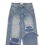 PULSE Womens Jeans Blue Relaxed Wide-Leg Denim Light W30 L28 Distressed