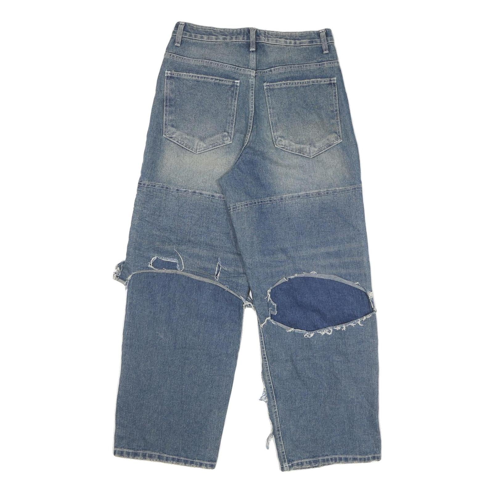 PULSE Womens Jeans Blue Relaxed Wide-Leg Denim Light W30 L28 Distressed