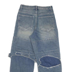 PULSE Womens Jeans Blue Relaxed Wide-Leg Denim Light W30 L28 Distressed