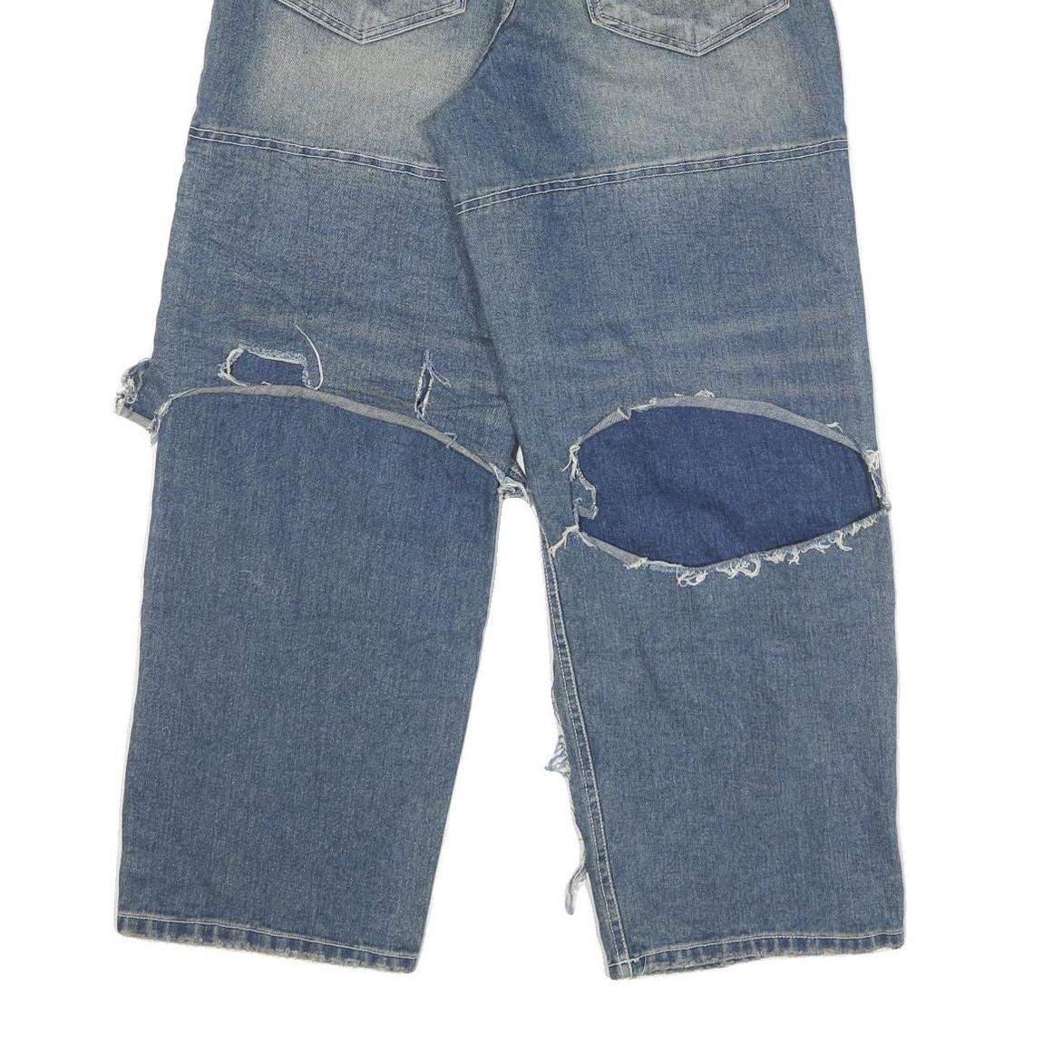 PULSE Womens Jeans Blue Relaxed Wide-Leg Denim Light W30 L28 Distressed