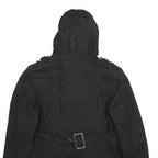 MISS SIXTY Y2K Womens Black Wool Blend Pea Jacket L Button Hooded Classic