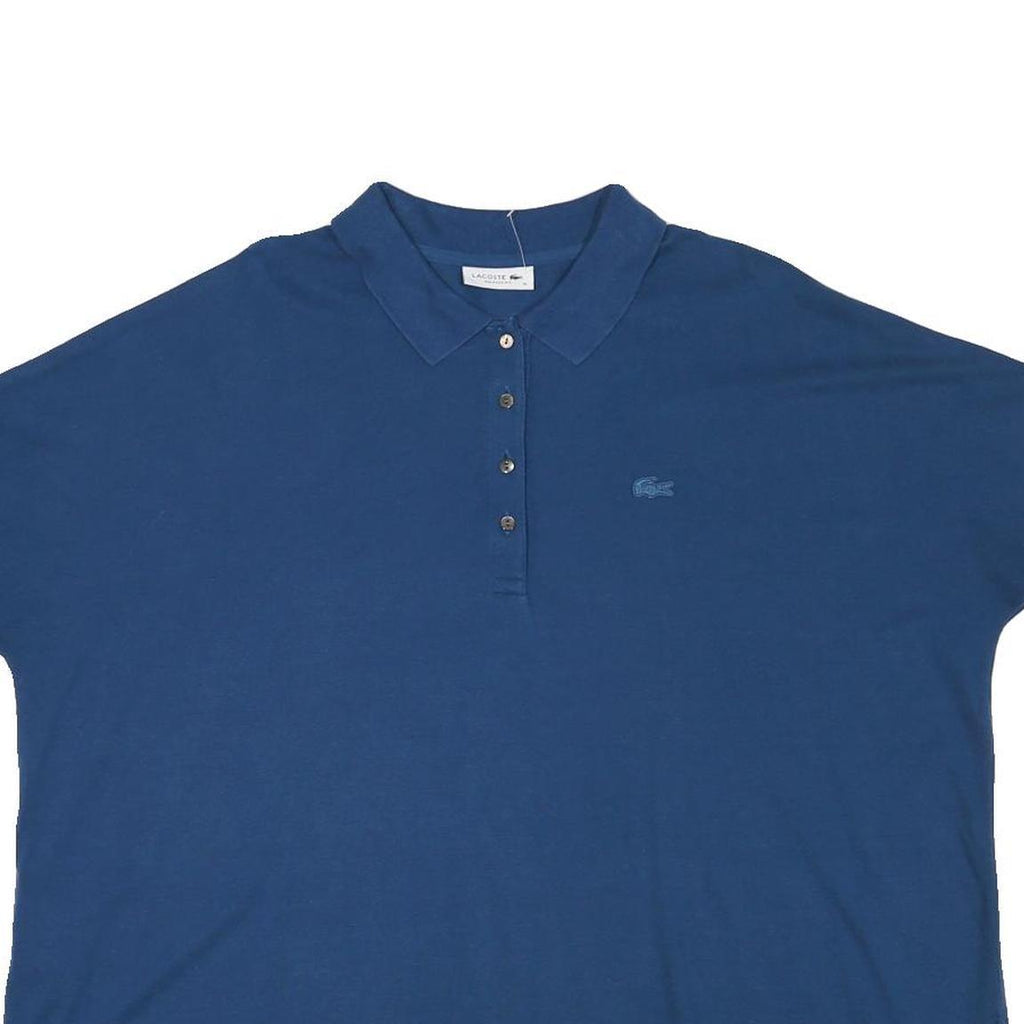 LACOSTE Womens Blue Cotton Blend Short Sleeve Basic Polo Shirt XL Casual