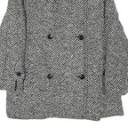 Womens Black & White Button Wool Blend Jacket UK 18 Classic Pattern Winter