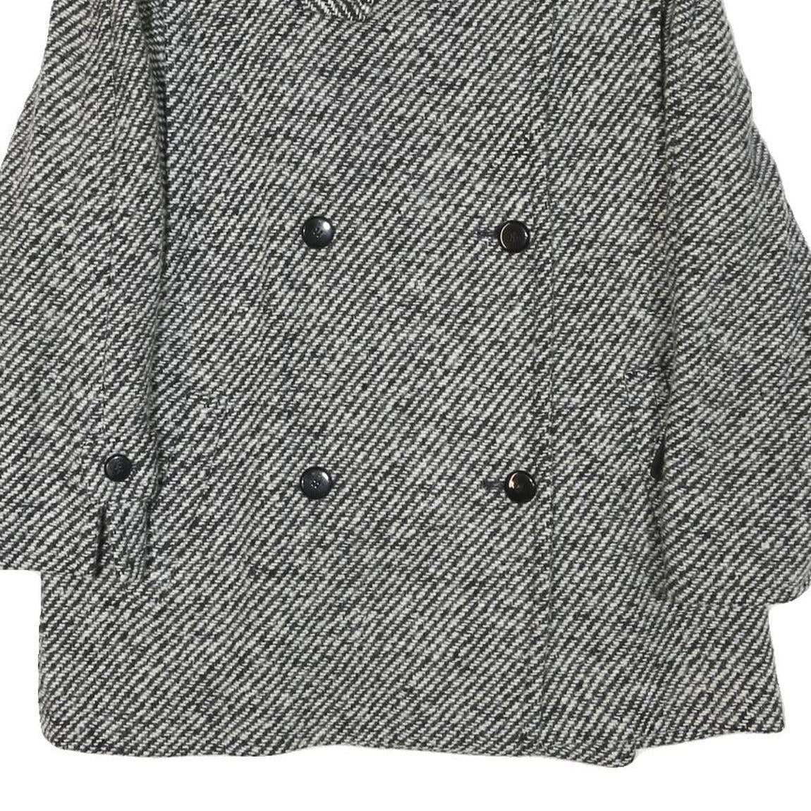 Womens Black & White Button Wool Blend Jacket UK 18 Classic Pattern Winter