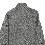 Womens Black & White Button Wool Blend Jacket UK 18 Classic Pattern Winter