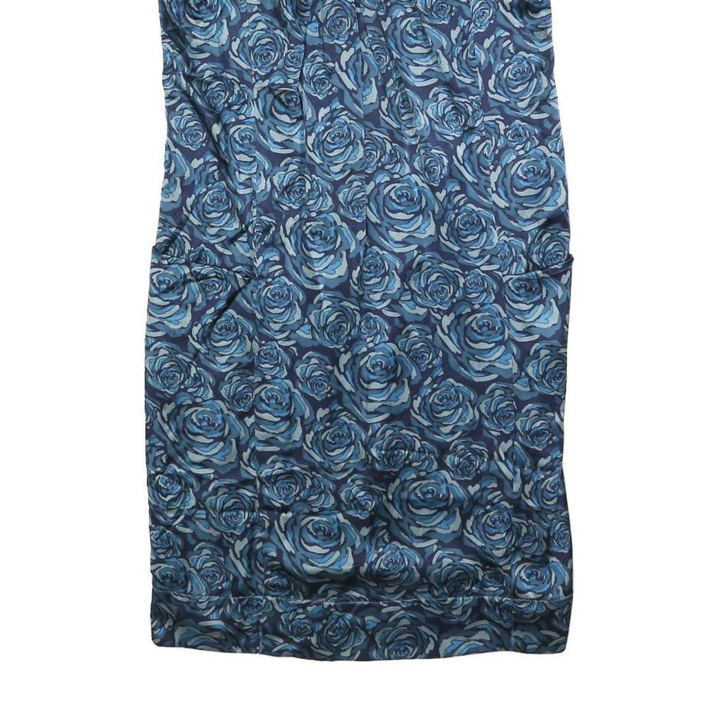 GERARD DAREL Womens Blue Floral Silk Day Dress Short Sleeve S Elegant Silk