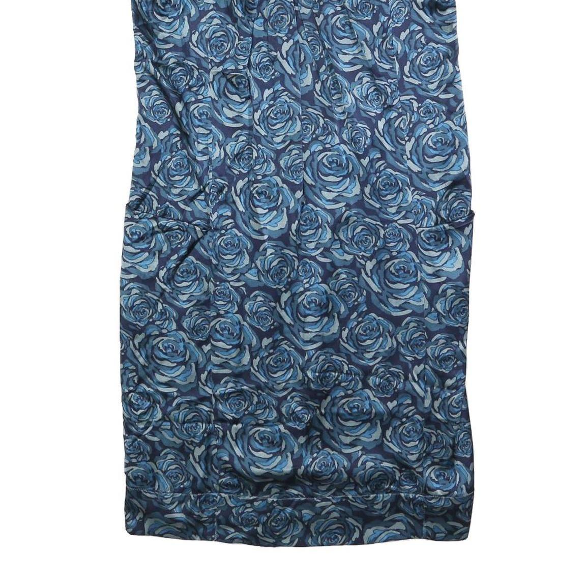 GERARD DAREL Womens Blue Floral Silk Day Dress Short Sleeve S Elegant Silk