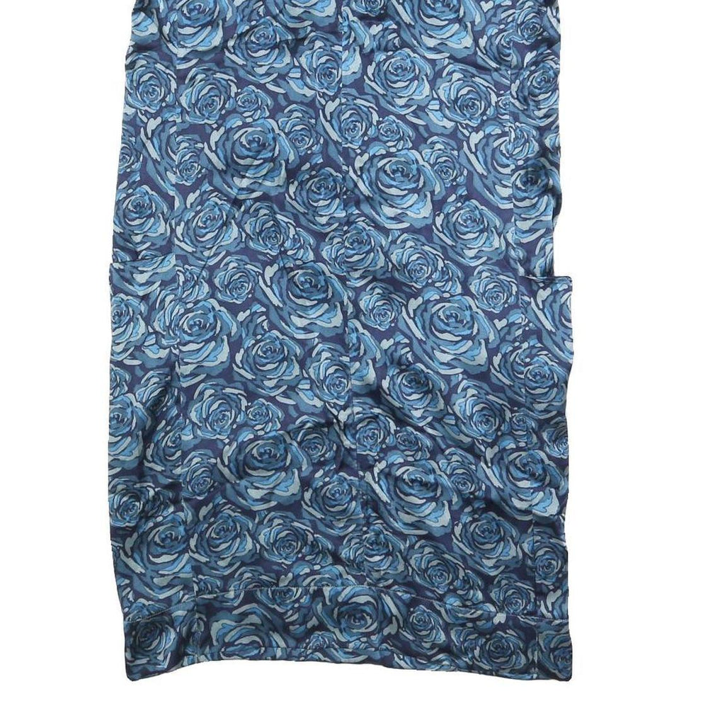GERARD DAREL Womens Blue Floral Silk Day Dress Short Sleeve S Elegant Silk