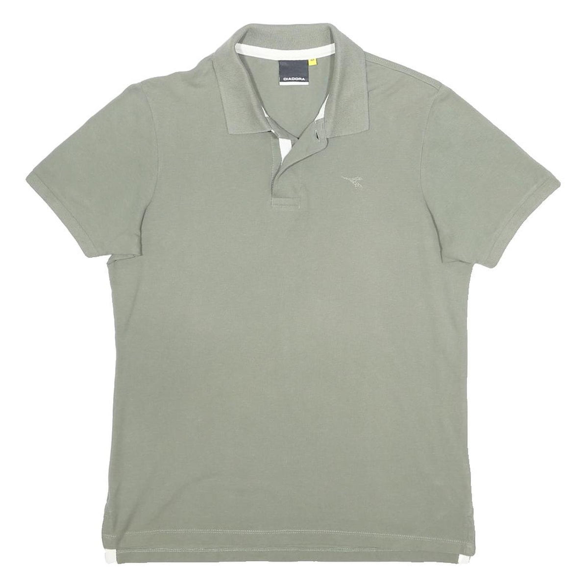 DIADORA Womens Green Short Sleeve Plain Polo Shirt M Cotton Casual Sportswear