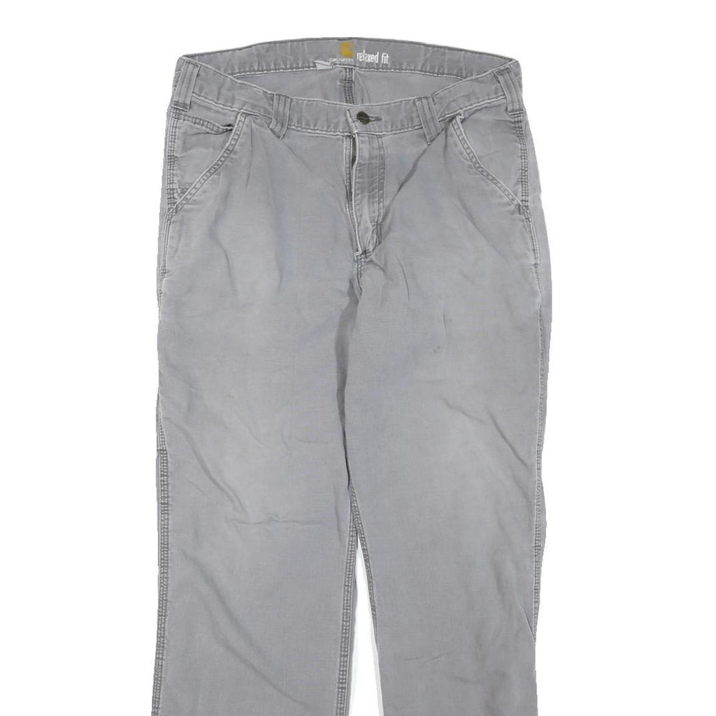 CARHARTT Mens Grey Regular Fit Straight Leg Cotton Blend Trousers W34 L32